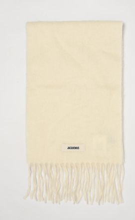 Jacquemus Sciarpa in misto mohair e alpaca con logo e fondo sfrangiato