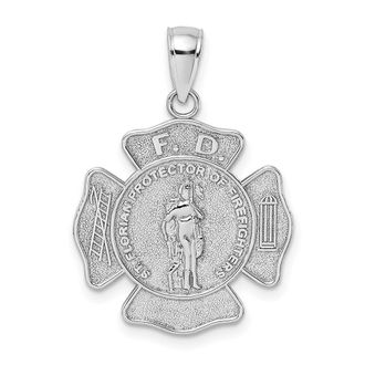 Diamond2Deal 14k Gold Fire Department FD St. Florian Badge Pendant