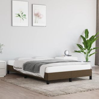 vidaXL Estructura De Cama Sin Colch&oacute;n Tela Marr&oacute;n Oscuro 120x200 Cm Vidaxl