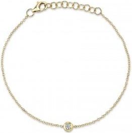 Allurez Diamond Bezel Solitare Link Bracelet 14k Yellow Gold (0.06ct)