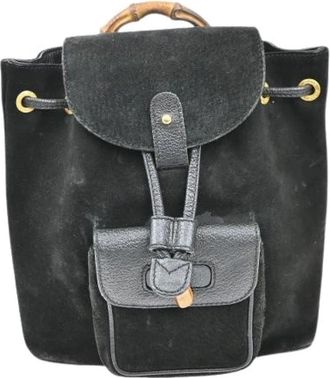Gucci Pre-owned Backpacks, female, Black, Size: ONE SIZE Pre-owned Suede Backpack