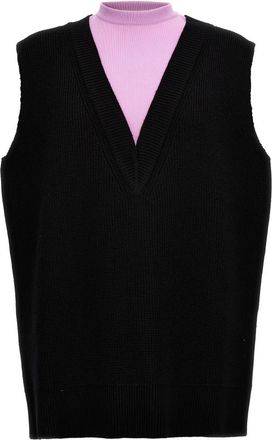 Jil Sander Gebreid Vest - Heren - Bodywarmers - Zwart - M - Wol - Jassen