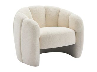 Vente-Unique Sill&oacute;n con forma de concha en chenilla beige DELIPO