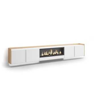 Skraut Home Skraut Home - Mueble Tv, Televisi&oacute;n, Muebles De Sal&oacute;n, Almacenaje, 315x35x50cm, Para Tv Hasta 80, Chimenea El&eacute;ctrica Xxl, Colgado, Suspendido, Led, Es