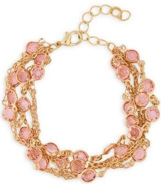 Saachi Multi Chain Crystal Bracelet in Pink at Nordstrom Rack