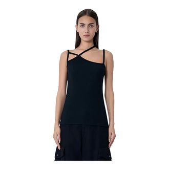 Yohji Yamamoto Sleeveless Tops, female, Black, Size: M String Detail Camisole