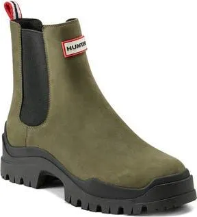 Hunter Winica Waterproof Leather Chelsea Boot in Galloway Green/Black at Nordstrom Rack, Size 11
