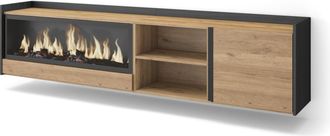 Skraut Home Skraut Home - Mueble Tv, Televisi&oacute;n, Muebles De Sal&oacute;n, Almacenaje, 212x35x50cm, Para Tv Hasta 80, Chimenea El&eacute;ctrica Xxl, Colgado, Suspendido, Estilo 