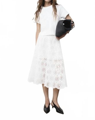 Frame Denim Solstice Eyelet Midi Skirt In White