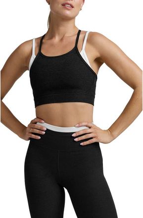 Beyond Yoga Space Dye Long Layered Bra in Darkest Night at Nordstrom, Size Medium