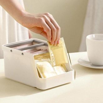 No Brand Caja Para Guardar Bolsitas De T&eacute;, Contenedor Para Guardar Snacks, Organizador De Paquetes De Alimentos Con Asa - Caja Para Guardar Maquillaje, Bolsita