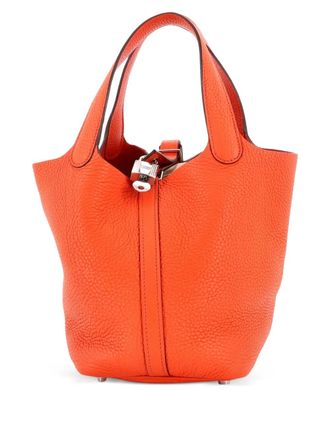 Herm&egrave;s Borsa a secchiello Picotin Lock PM in pelle Clemence - Arancione
