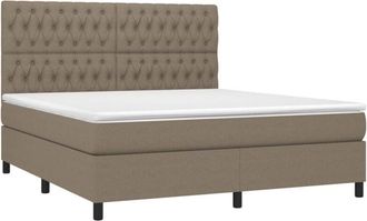 vidaXL Vidaxl - Cama Box Spring Colch&oacute;n Y Luces Led Tela Gris Taupe 180x200 Cm
