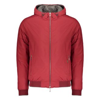 Moorer Down Jackets, male, Red, L, Down Jacket with Zipper and Hood
