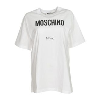 Moschino T-Shirts, female, White, Size: L Logo T-Shirt