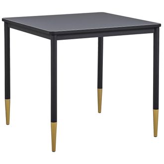 Beliani Beliani - Mesa De Comedor Tablero De Mdf Negro Mesa De Cocina Cuadrada 80 X 80 Cm Con Patas De Metal Estilo Glamour Shalford