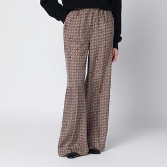 Max Mara Mud-coloured printed silk trousers