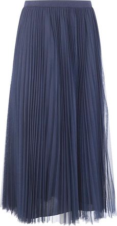 Fabiana Filippi Wijde Geplooide Tule Rok - Dames - Midirokken - Blauw - M - Tule - Rokken