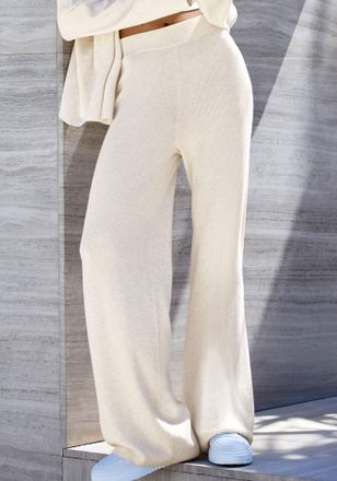 Copenhagen Strickhose COPENHAGEN STUDIOS, Damen, Gr. 32/34, N-Gr, creme, Rippstrick, Obermaterial: 50% Viskose, 28% Polyester, 22% Nylon, unifarben, bequem lang,