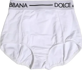 Dolce & Gabbana Ondergoed, Dames, Wit, S, Katoen, Dolce & Gabbana Witte Logo Tailleband Coulotte Panty Ondergoed