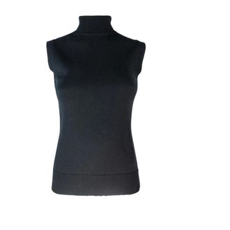 Sportmax Sportmax, Turtlenecks, female, Black, Size: L Ribbed Turtleneck Sleeveless Sweater