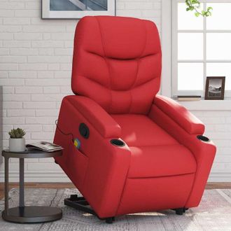 vidaXL Sill&oacute;n Reclinable De Masaje De Pie Cuero Artificial Rojo Vidaxl