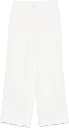 Ann Demeulemeester Witte broek met knoopsluiting en zakken - Dames - Wijde Broeken - Wit - XS - Broeken