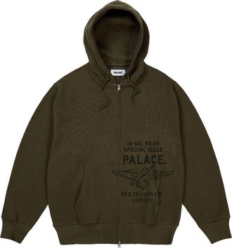 Palace Dove Stamp Waffle Zip Hoodie Army Olive P31CS002