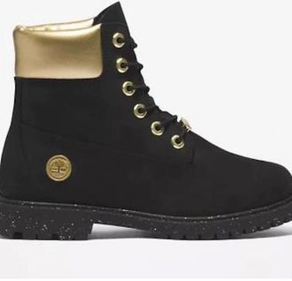 Timberland Womens Womens Premium 6 Inch boot - Black / Gold - Size: 4