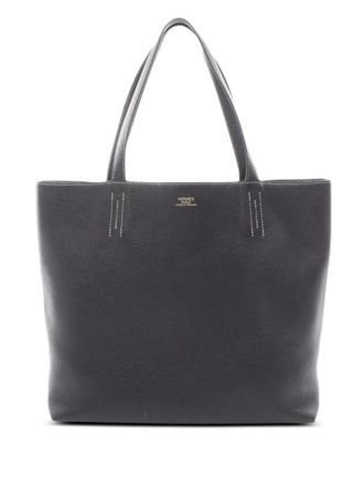 Herm&egrave;s 2020 45 Double Sens reversible leather tote bag - women - Calf Leather - One Size - Black