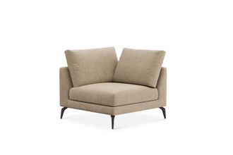 Castlery Lena Corner Sofa Customized, (Washed Chenille) Sand (Matte Black Legs), Machine Washable, Removable Covers for Sofas, Castlery