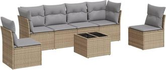 vidaXL Vidaxl - Set Sof&aacute;s De Jard&iacute;n 7 Piezas Y Cojines Rat&aacute;n Sint&eacute;tico Beige