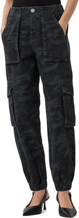 AllSaints Freda Camo Denim Cargo Joggers in Camo Ink Blue at Nordstrom, Size 0 Us