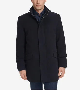 Cole Haan Mens Stand Collar Car Coat - Blue Size Medium