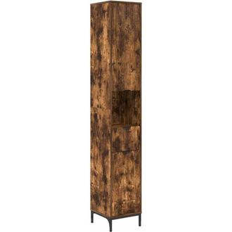 vidaXL Bathroom Cabinet with Drawer Smoked Oak 31.5 x 33 x 190 cm vidaXL