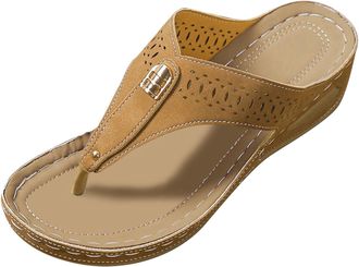 Generic Sandals for Women Orthotic Arch Support Slip Flops Platform Effortless Comfortable Platform Effortless Slides Casual Thong Slip On Slippers Uk Size