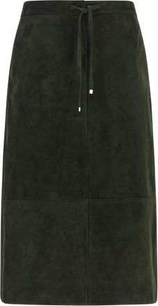 Max Mara SmmGazza Longuette Skirt - female - Max Mara - Leather Skirts - Green - XS - Skirts