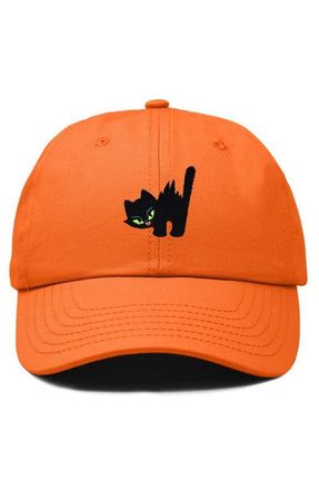 Dalix Blink Black Cat Dad Cap in Orange at Nordstrom