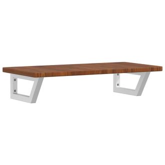 Berkfield Home Basin Shelf Wall Mounted Steel & Solid Wood Oak in Brown