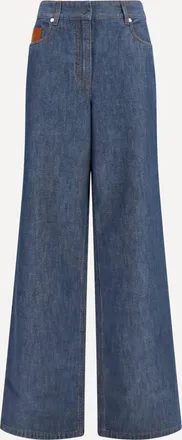 Fendi Jeans in chambray a gamba larga Woman 44