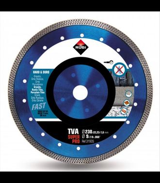 Rubi Disco De Diamante Para Materiales Duros 230x22,2x1,6mm - Turbo Viper Tva-230 Superpro