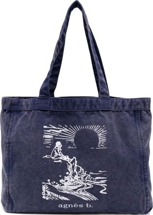 agnès b. large Sunset tote bag - men - Cotton - One Size - Blue