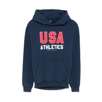 Sporty & Rich Hoodies, female, Blue, Size: XS Hooded Logo Sweatshirt
