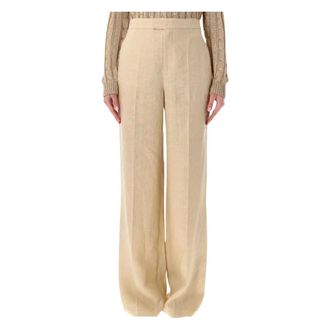 Ralph Lauren Dean Linen Pant - female - Ralph Lauren - Wide Trousers - Beige - XS - Trousers