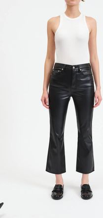 Daze Shy Girl Crop Flare Vegan Leather Pant In Black
