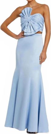 Mac Duggal Strapless Bow Top And Mermaid Skirt 2 Piece Set In Powder Blue
