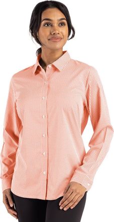 Cutter & Buck Skyline Epic Confidence Recycled Gingham Womens Long Sleeve Dress Shirt