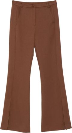 Patrizia Pepe Pantaloni svasati con logo - Marrone