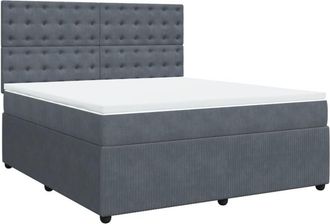 vidaXL Vidaxl - Cama Box Spring Con Colch&oacute;n Terciopelo Gris Oscuro 180x200 Cm