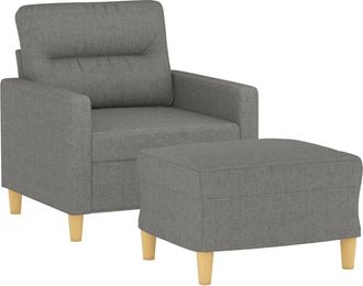 vidaXL Sill&oacute;n Con Taburete Tela Gris Oscuro 60 Cm Vidaxl